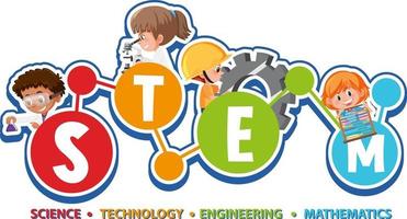 Colourful STEM education text icon vector