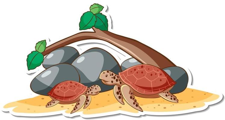 Cartoon character of sea turtles sticker
