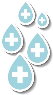 Sticker design with medical cross sign or first aid sign isolated