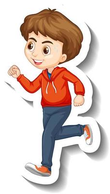 A boy jogging cartoon character sticker