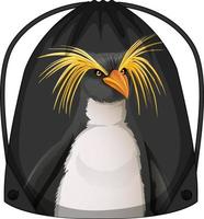 Drawstring backpack with penguin pattern vector