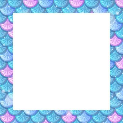 Blank blue fish scales frame template