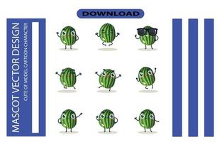 Mascot images of the watermelon set. Free Vector