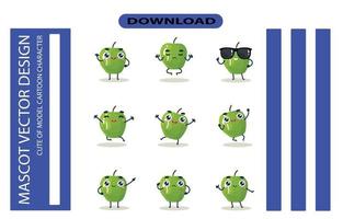 Mascot images of the apple set. Free Vector