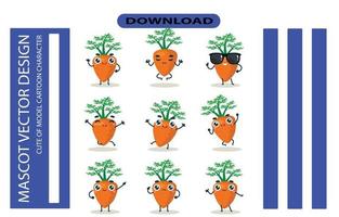 imágenes de la mascota del conjunto de zanahoria. vector libre