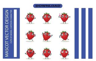 Mascot images of the strawberry set. Free Vector