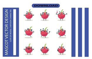 Mascot images of the cherry set. Free Vector