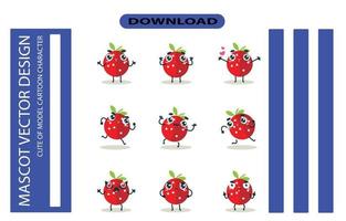 Mascot images of the lychee set. Free Vector