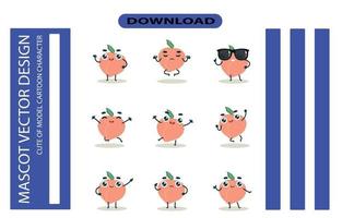 Mascot images of the rose peach set. Free Vector