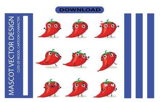 Mascot images of the chili set. Free Vector