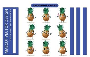 Mascot images of the pineapple set. Free Vector