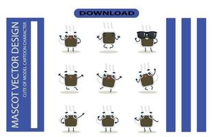 Mascot images of the coffee set. Free Vector