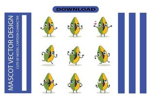 Mascot images of the papaya set. Free Vector