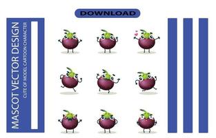 Mascot images of the mangosteen set. Free Vector