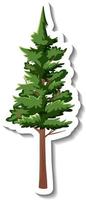 Sticker evergreen tree on white background vector