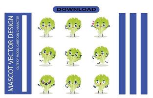 Mascot images of the salad cabbage set. Free Vector High Quality