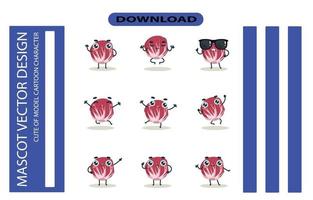 Mascot images of the salad cabbage set. Free Vector High Quality