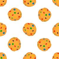 big set identical biscuit, kit colorful pastry cookie vector