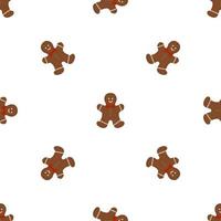Big set identical gingerbread man, kit colorful pastry cookie vector
