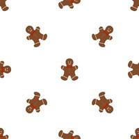 Big set identical gingerbread man, kit colorful pastry cookie vector