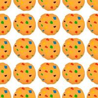 big set identical biscuit, kit colorful pastry cookie vector
