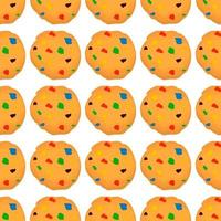 big set identical biscuit, kit colorful pastry cookie vector