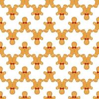 Big set identical gingerbread man, kit colorful pastry cookie vector