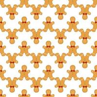 Big set identical gingerbread man, kit colorful pastry cookie vector