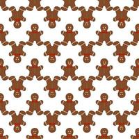 Big set identical gingerbread man, kit colorful pastry cookie vector