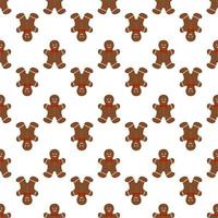 Big set identical gingerbread man, kit colorful pastry cookie vector