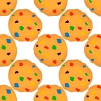 big set identical biscuit, kit colorful pastry cookie vector