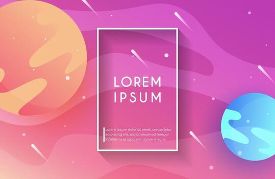 Space background with abstract shape and planets with gradient color vector