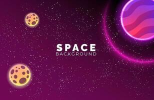 Space background with abstract shape and planets with gradient color vector