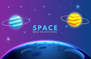 Space background with abstract shape and planets with gradient color vector