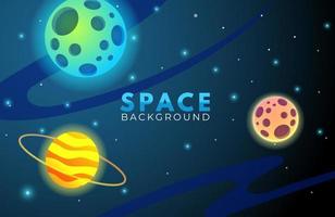 Space background with abstract shape and planets with gradient color vector