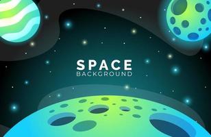 Space background with abstract shape and planets with gradient color vector