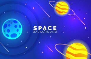 Space background with abstract shape and planets with gradient color vector