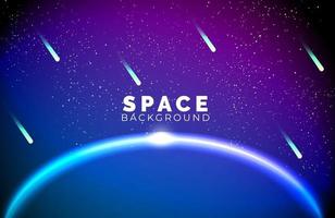 Space background with abstract shape and planets with gradient color vector