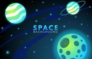 Space background with abstract shape and planets with gradient color vector