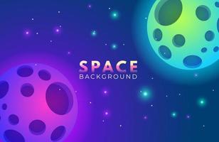 Space background with abstract shape and planets with gradient color vector