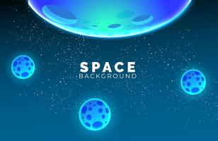 Space background with abstract shape and planets with gradient color vector