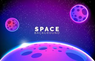 Space background with abstract shape and planets with gradient color vector