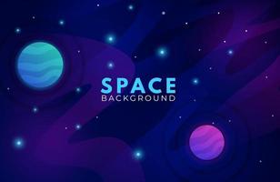 Space background with abstract shape and planets with gradient color vector