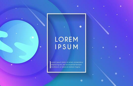Space background with abstract shape and planets with gradient color vector