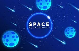 Space background with abstract shape and planets with gradient color vector