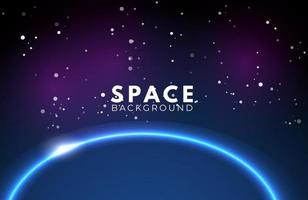 Space background with abstract shape and planets with gradient color vector