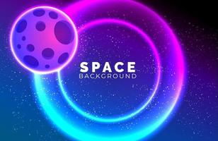 Space background with abstract shape and planets with gradient color vector