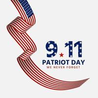 Patriots day has a ribbon floating down with the us flag pattern vector