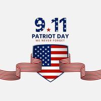 Patriots day has a ribbon hugging the us flag logo vector