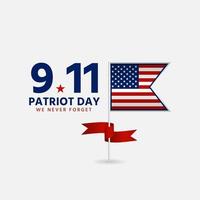 Patriots day has a ribbon hugging the united states flag stick vector